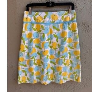 Lilly Pulitzer Citrus Fruit Lemon A-Line Skirt SZ 8 Preppy Retro Resortcore